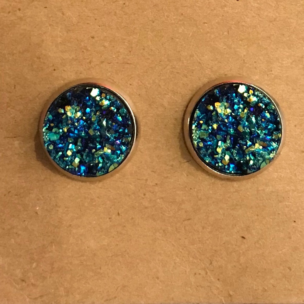 Mermaid Stud Druzy Earrings